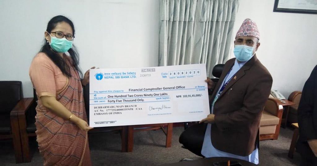 पूर्वघोषणा अनुसार पुनर्निर्माणका लागि भारतले दियो डेढ अर्ब