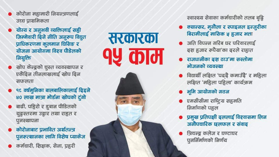 सरकारको १५ सुधारका काम सार्वजनिक
