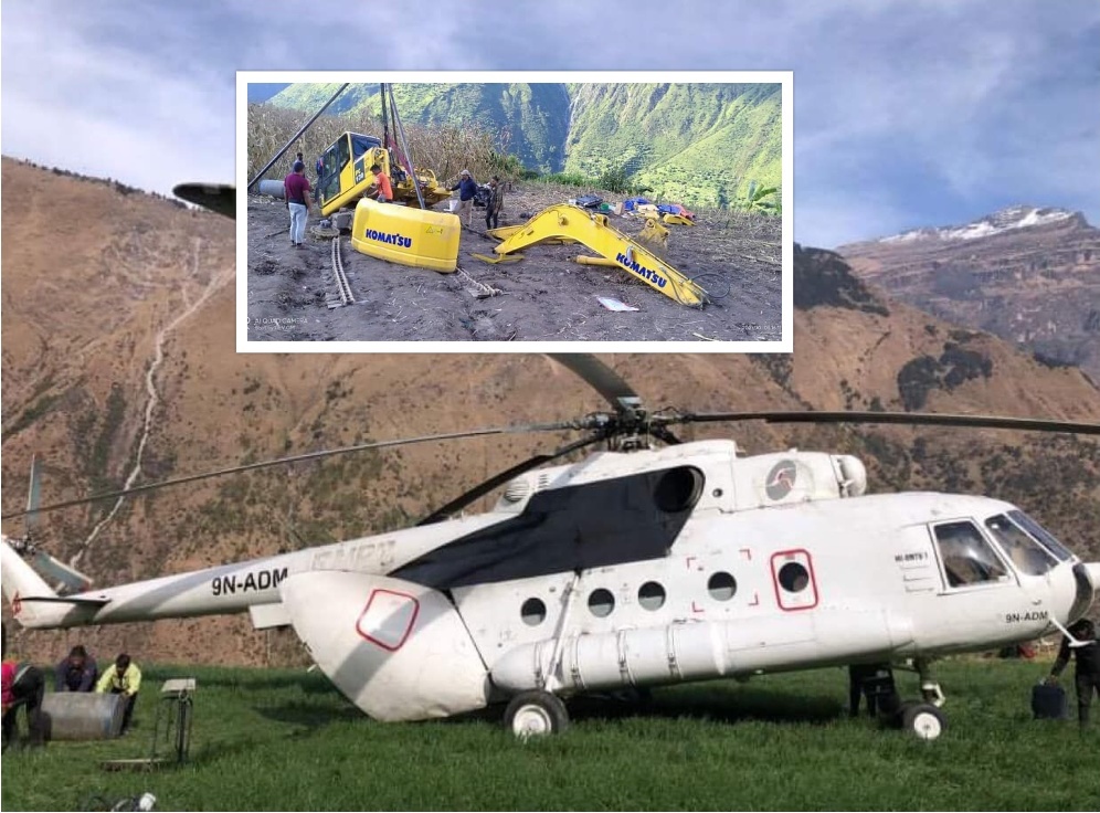 हेलिकोप्टरबाट डोजर लगेर हिमालको काखमा सडक