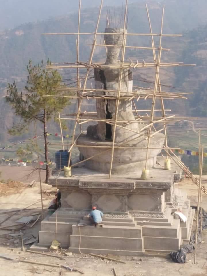 गुम्बाडाँडामा बोधी चैत्य बौद्ध स्तुपा मुर्ती अनावरण